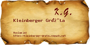 Kleinberger Gréta névjegykártya